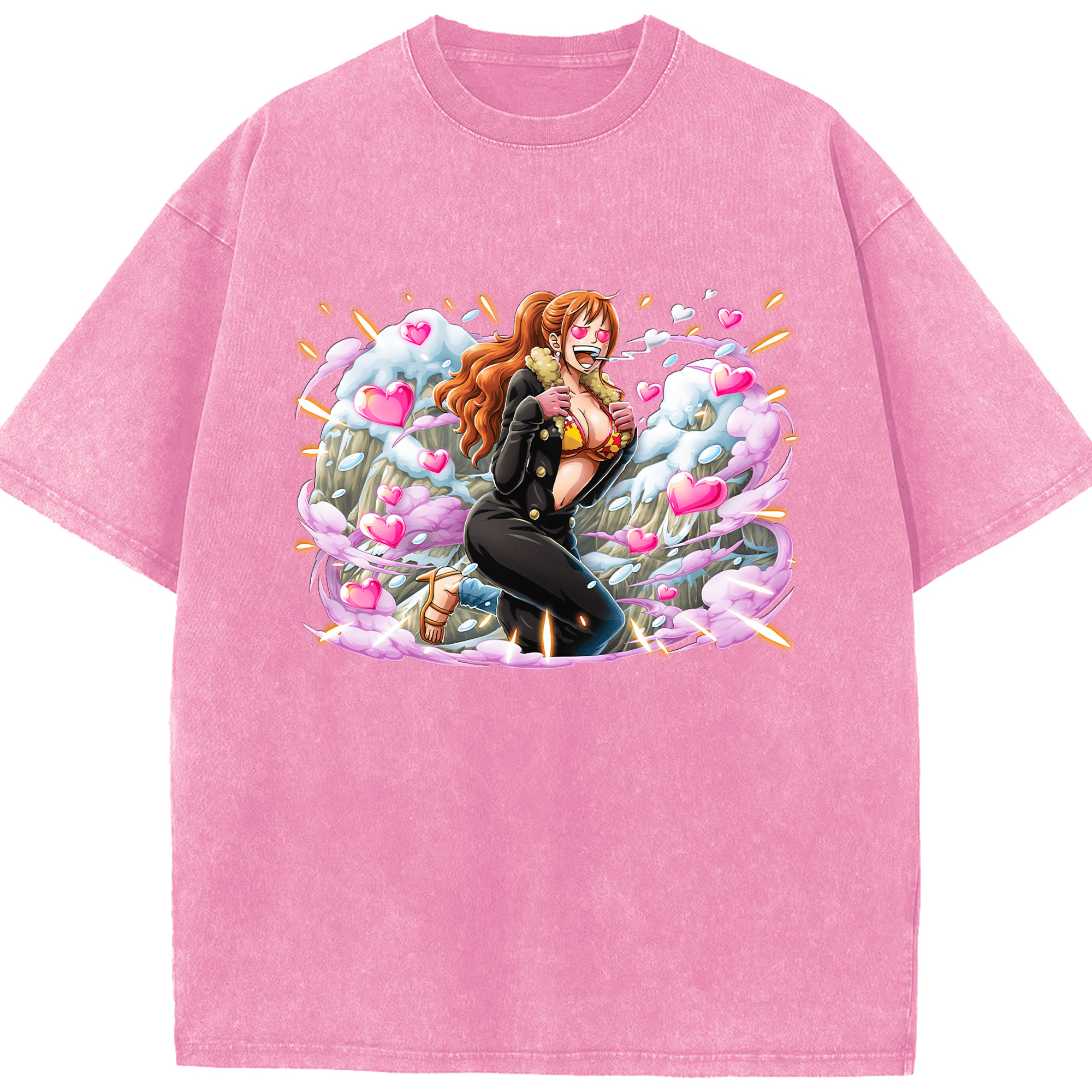 ワンピース ナミ ONE PIECE Nami 綿100% ヴィンテージ風 半袖Tシャツ（フロントプリント）